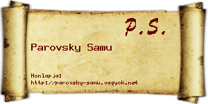 Parovsky Samu névjegykártya